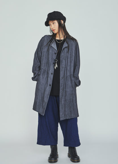 VIS/LI TWILL PIGMENT PRINT COLLARLESS LONG JACKET