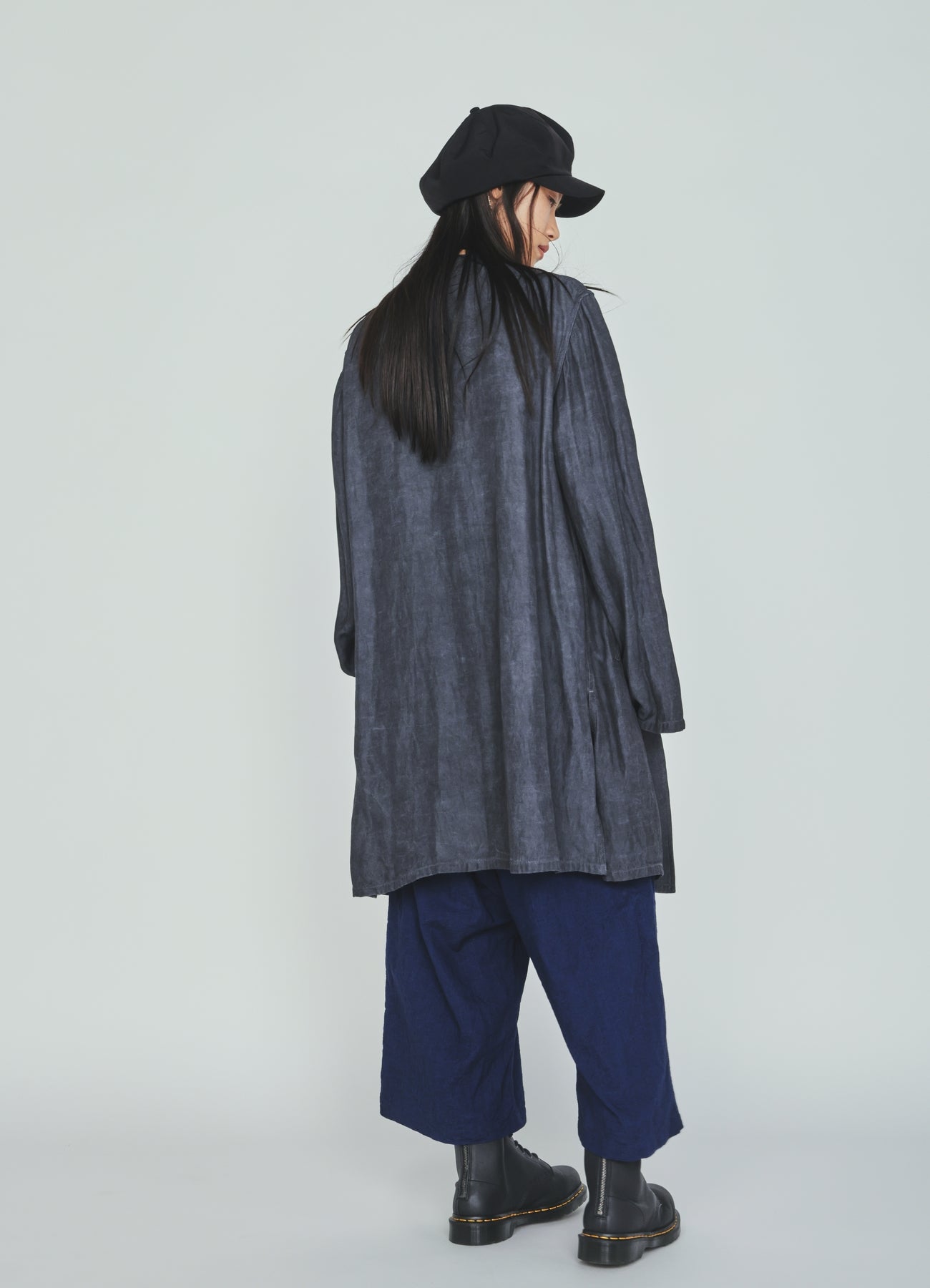 VIS/LI TWILL PIGMENT PRINT COLLARLESS LONG JACKET