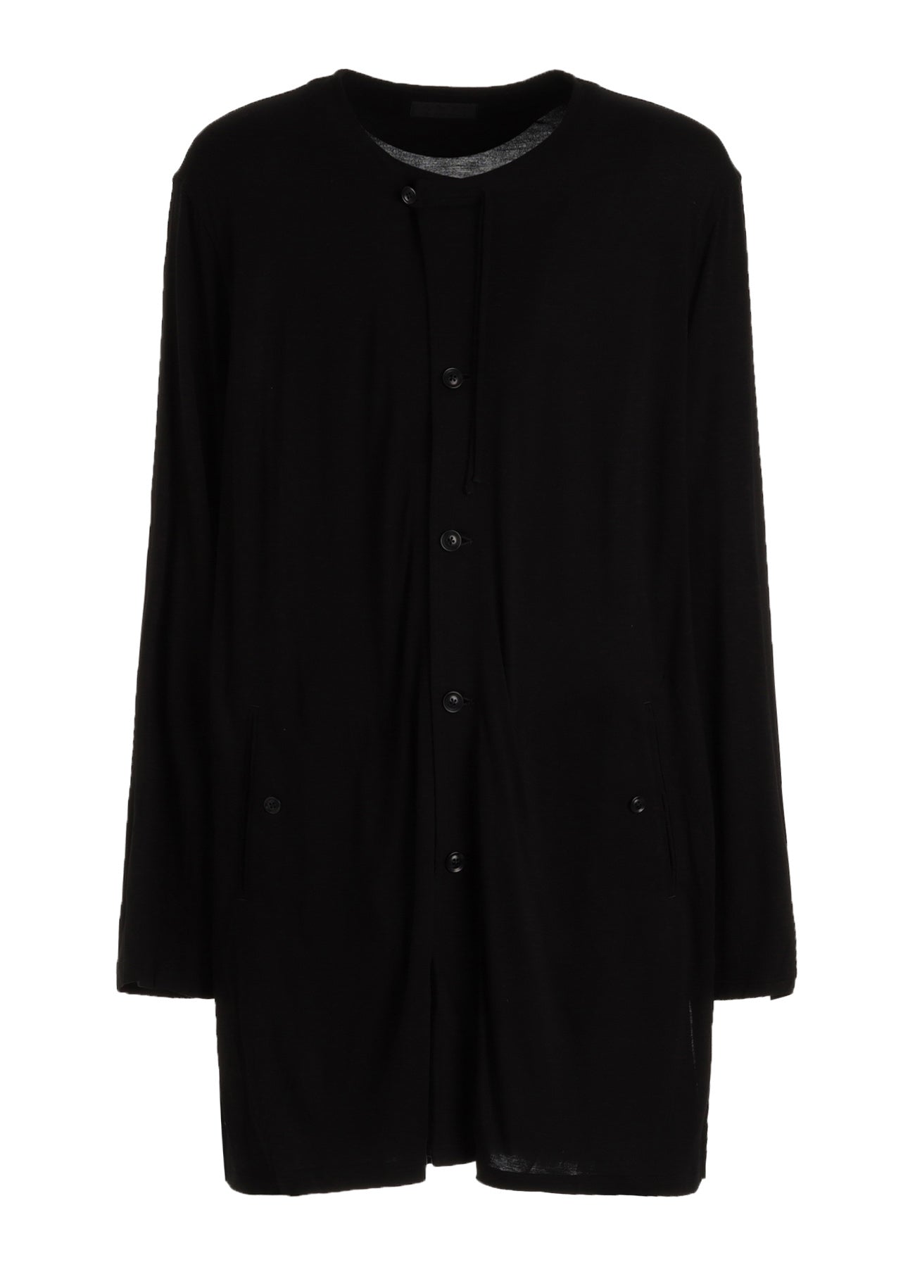RAYON JERSEY COLLARLESS LONG JACKET