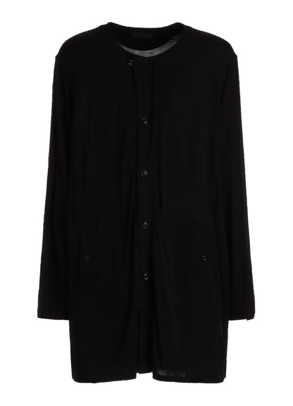 RAYON JERSEY COLLARLESS LONG JACKET