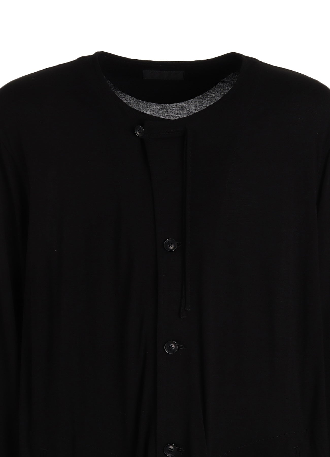 RAYON JERSEY COLLARLESS LONG JACKET