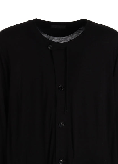 RAYON JERSEY COLLARLESS LONG JACKET