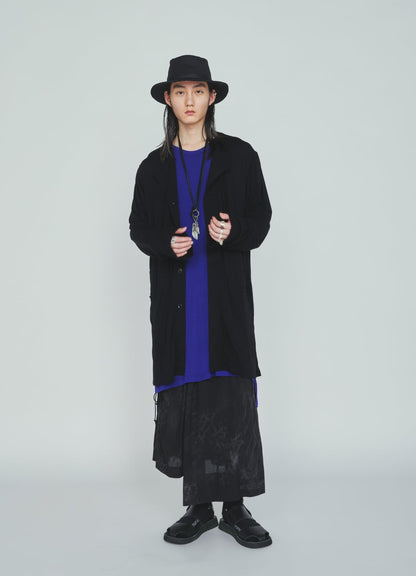 RAYON JERSEY COLLARLESS LONG JACKET