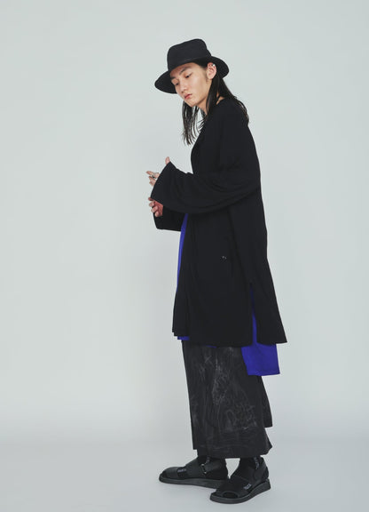RAYON JERSEY COLLARLESS LONG JACKET