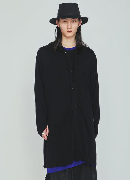 RAYON JERSEY COLLARLESS LONG JACKET
