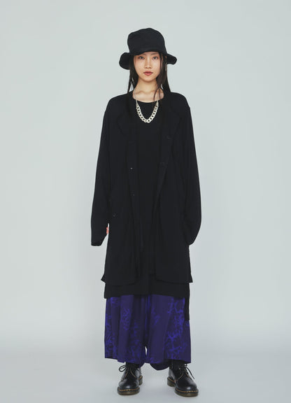 RAYON JERSEY COLLARLESS LONG JACKET