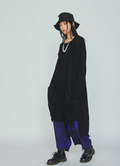 RAYON JERSEY COLLARLESS LONG JACKET