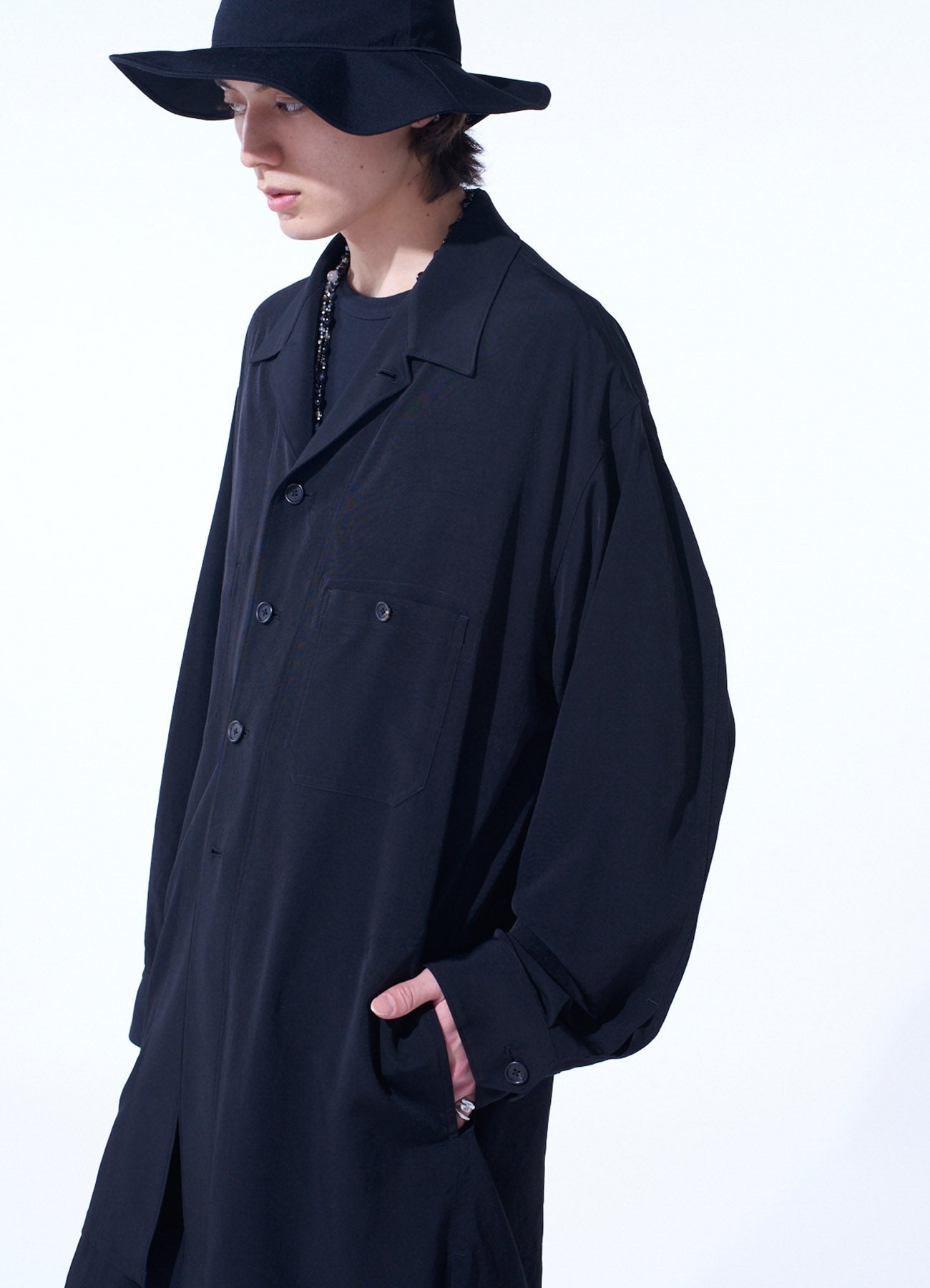 CREPE de CHINE LONG SHIRT BLOUSON – THE SHOP YOHJI YAMAMOTO