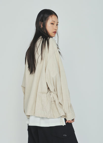 Cotton-Linen Poplin GATHERED POCKET BLOUSON