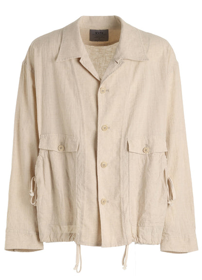 Cotton-Linen Poplin GATHERED POCKET BLOUSON