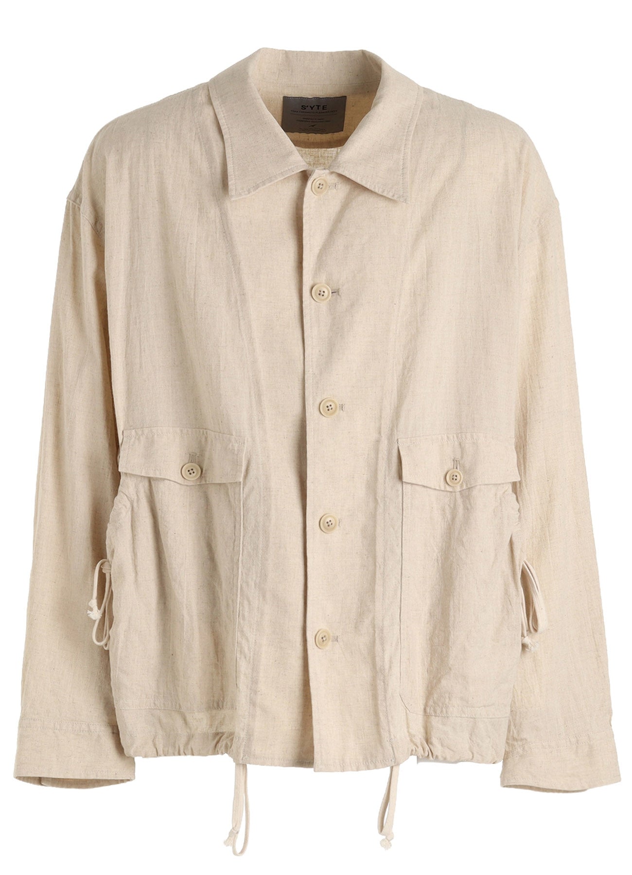 Cotton-Linen Poplin GATHERED POCKET BLOUSON