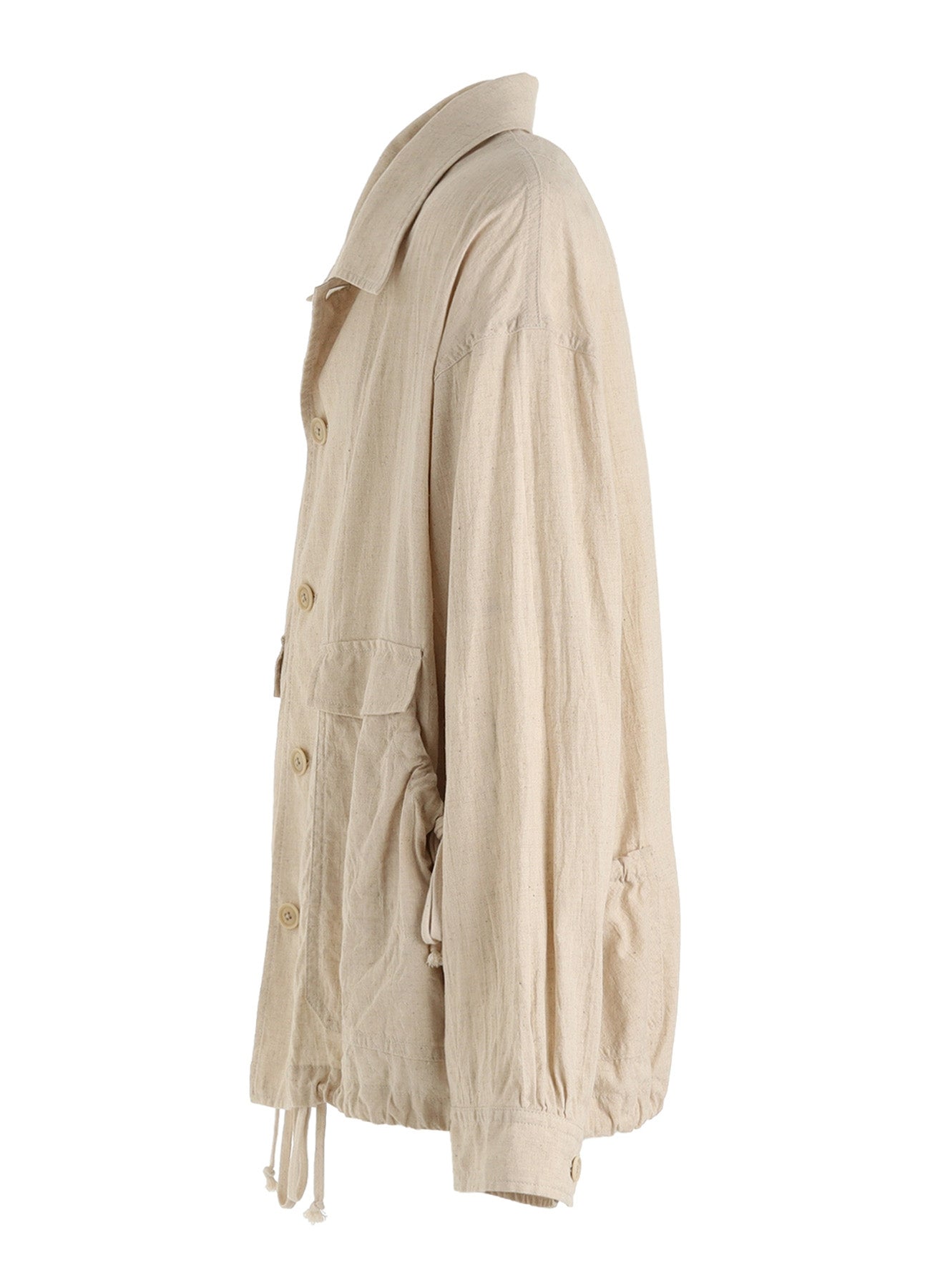 Cotton-Linen Poplin GATHERED POCKET BLOUSON