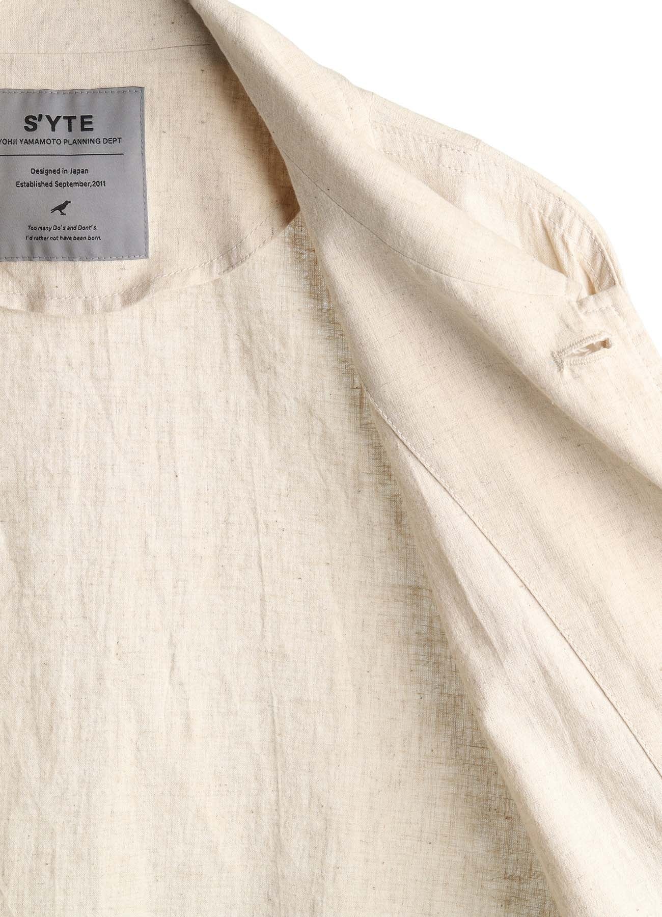 Cotton-Linen Poplin GATHERED POCKET BLOUSON