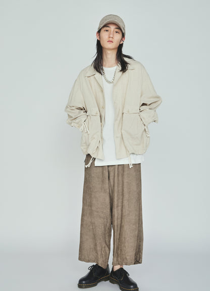 Cotton-Linen Poplin GATHERED POCKET BLOUSON