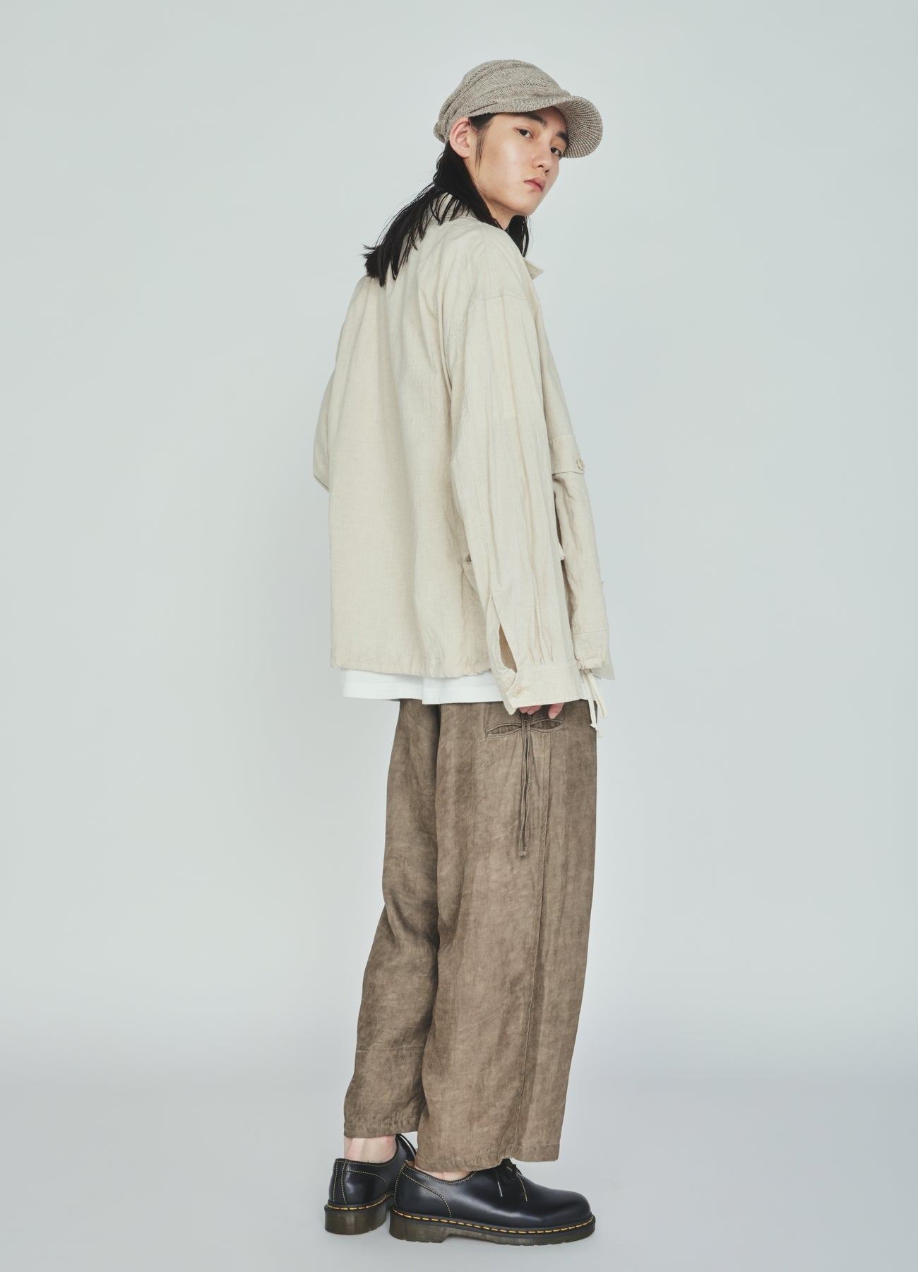 Cotton-Linen Poplin GATHERED POCKET BLOUSON