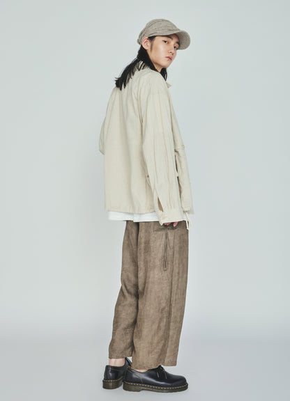 Cotton-Linen Poplin GATHERED POCKET BLOUSON