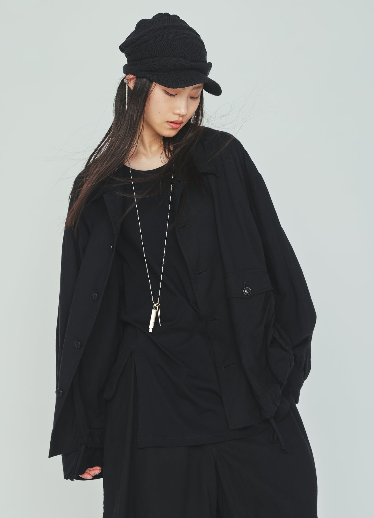 Cotton-Linen Poplin GATHERED POCKET BLOUSON