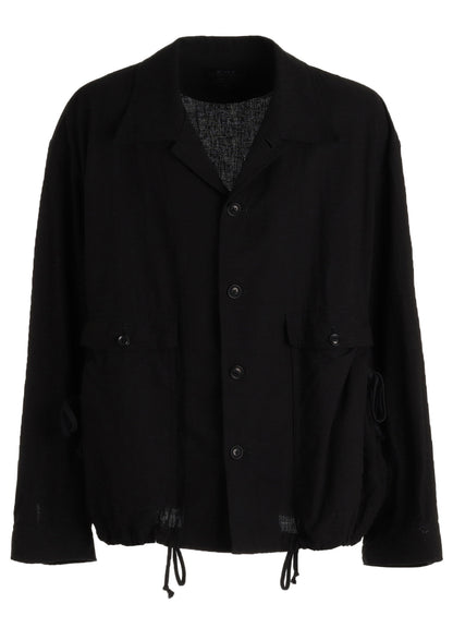 Cotton-Linen Poplin GATHERED POCKET BLOUSON