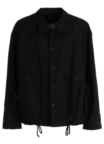 Cotton-Linen Poplin GATHERED POCKET BLOUSON