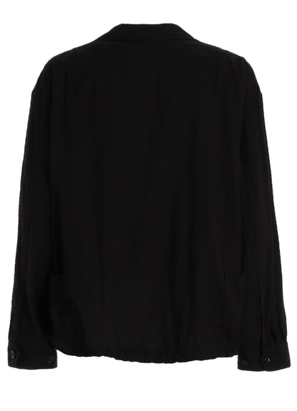 Cotton-Linen Poplin GATHERED POCKET BLOUSON