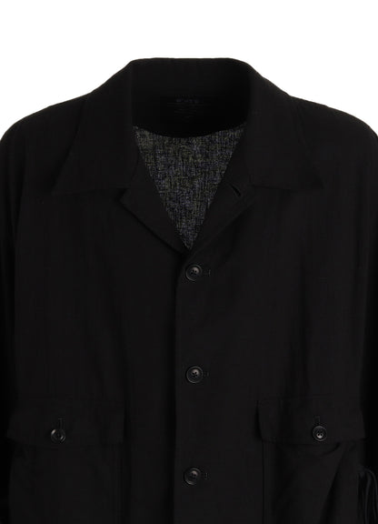 Cotton-Linen Poplin GATHERED POCKET BLOUSON