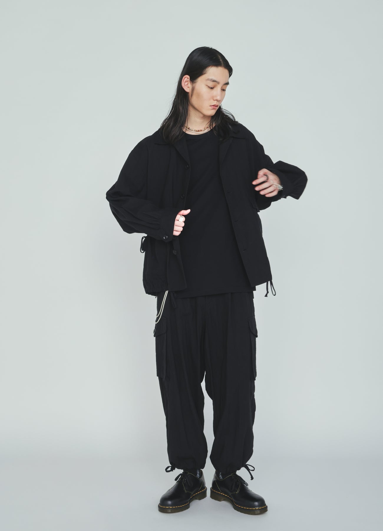 Cotton-Linen Poplin GATHERED POCKET BLOUSON