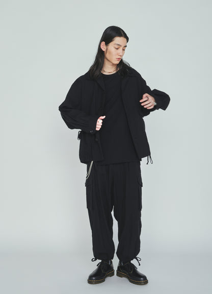 Cotton-Linen Poplin GATHERED POCKET BLOUSON