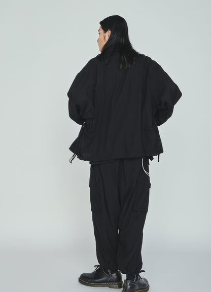 Cotton-Linen Poplin GATHERED POCKET BLOUSON