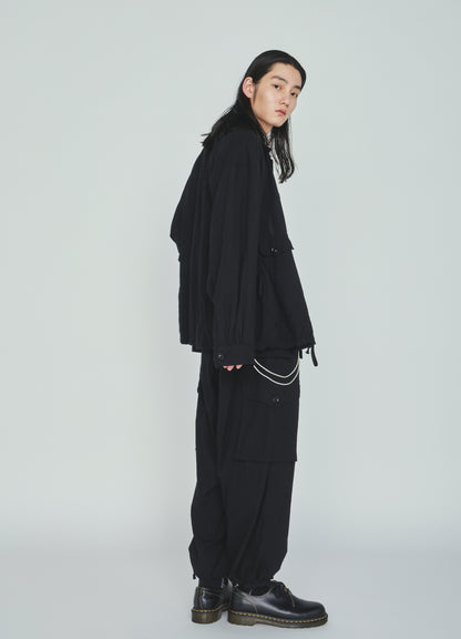 Cotton-Linen Poplin GATHERED POCKET BLOUSON