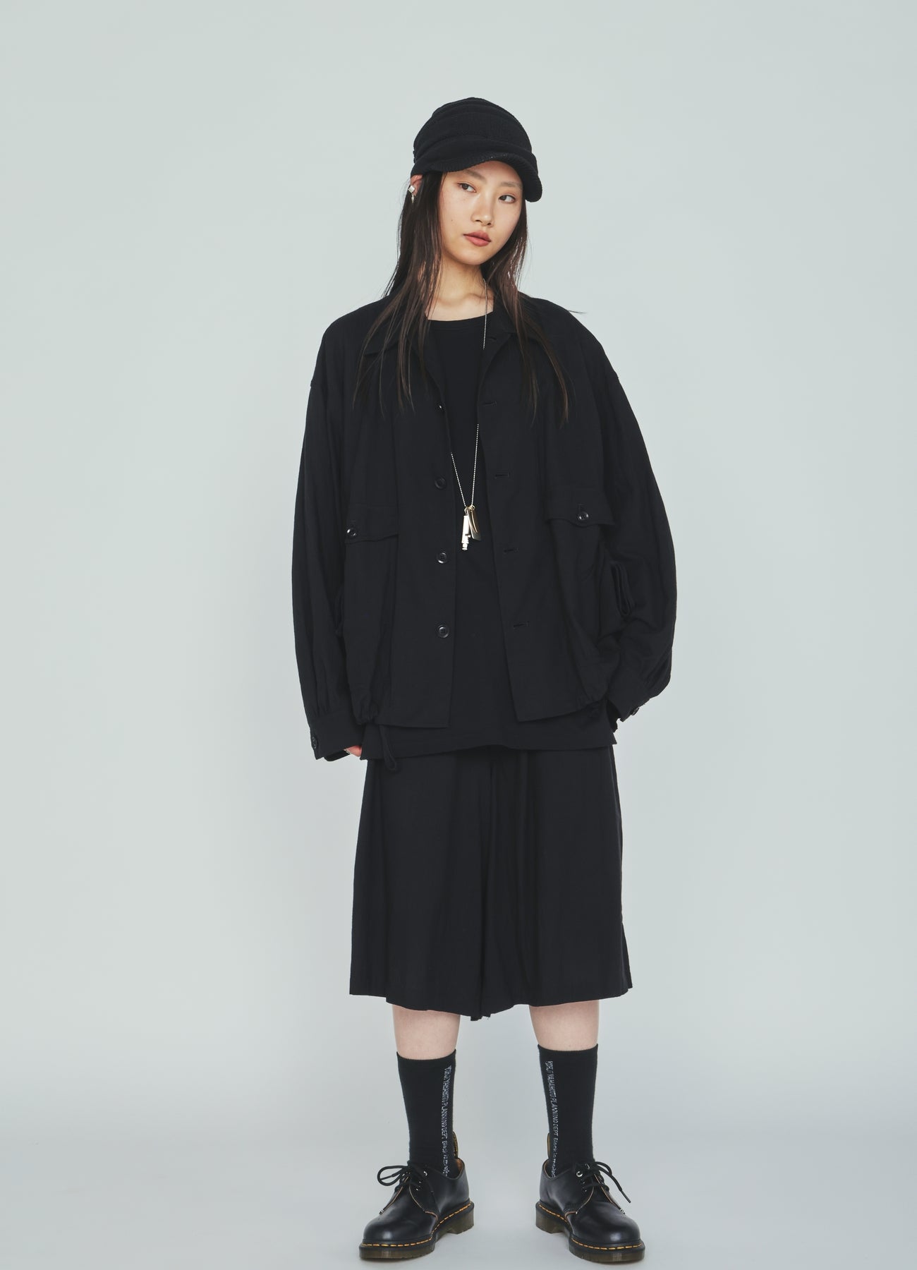 Cotton-Linen Poplin GATHERED POCKET BLOUSON
