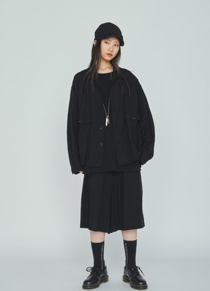 Cotton-Linen Poplin GATHERED POCKET BLOUSON