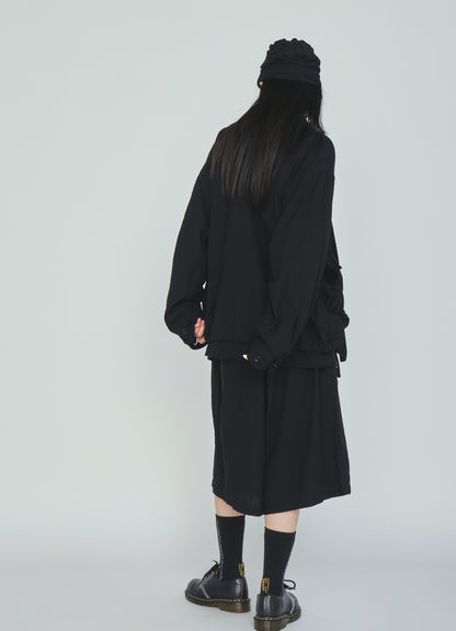 Cotton-Linen Poplin GATHERED POCKET BLOUSON