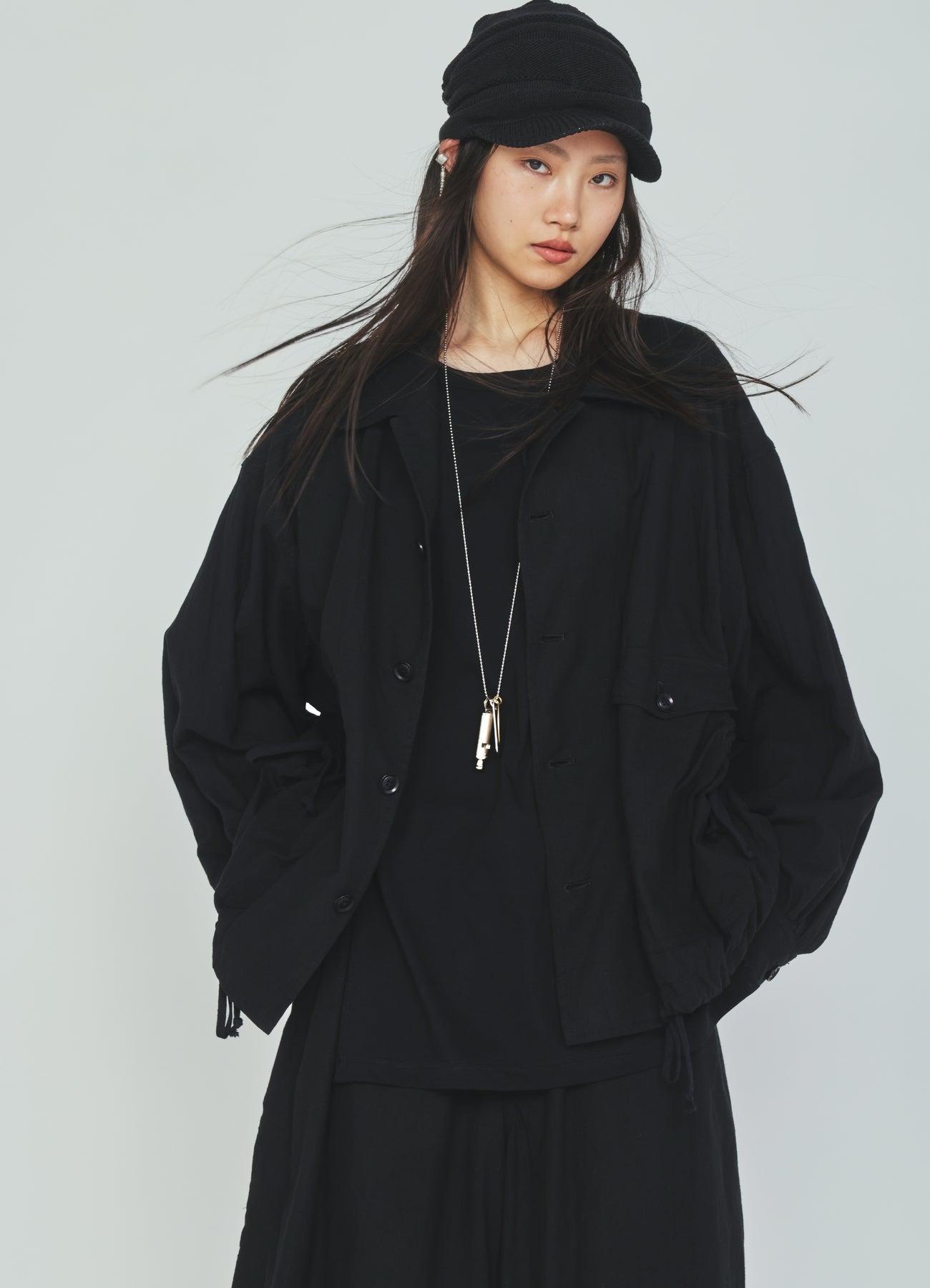 Cotton-Linen Poplin GATHERED POCKET BLOUSON