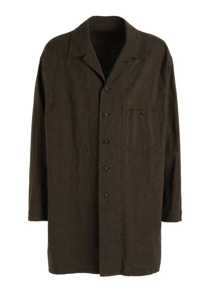 COTTON/LINEN CANVAS SOFRON OVERSIZED LONG SHIRT BLOUSON WITH WORK DETAIL