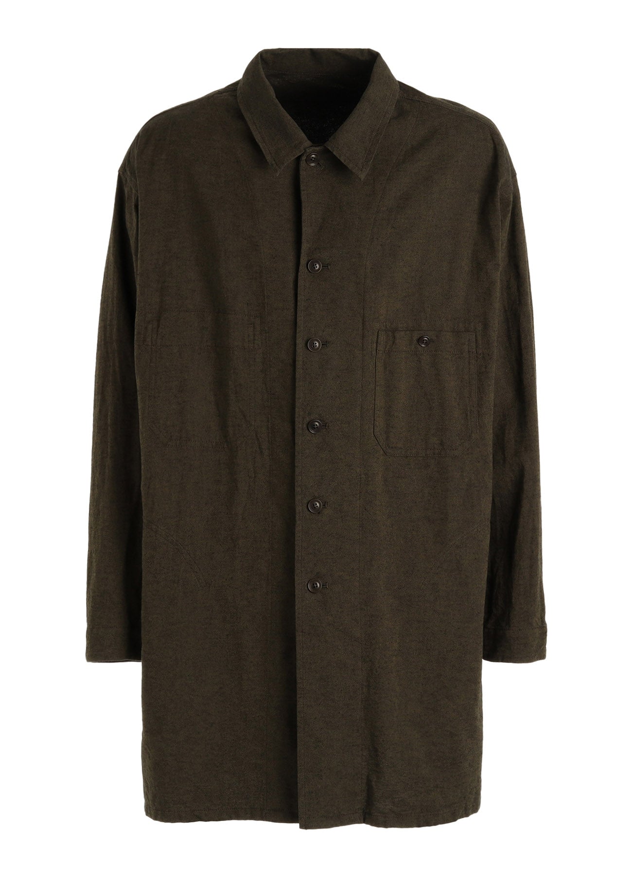 COTTON/LINEN CANVAS SOFRON OVERSIZED LONG SHIRT BLOUSON WITH WORK DETAIL