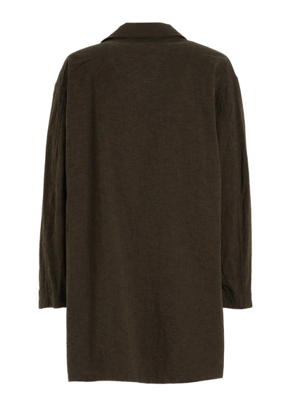 COTTON/LINEN CANVAS SOFRON OVERSIZED LONG SHIRT BLOUSON WITH WORK DETAIL
