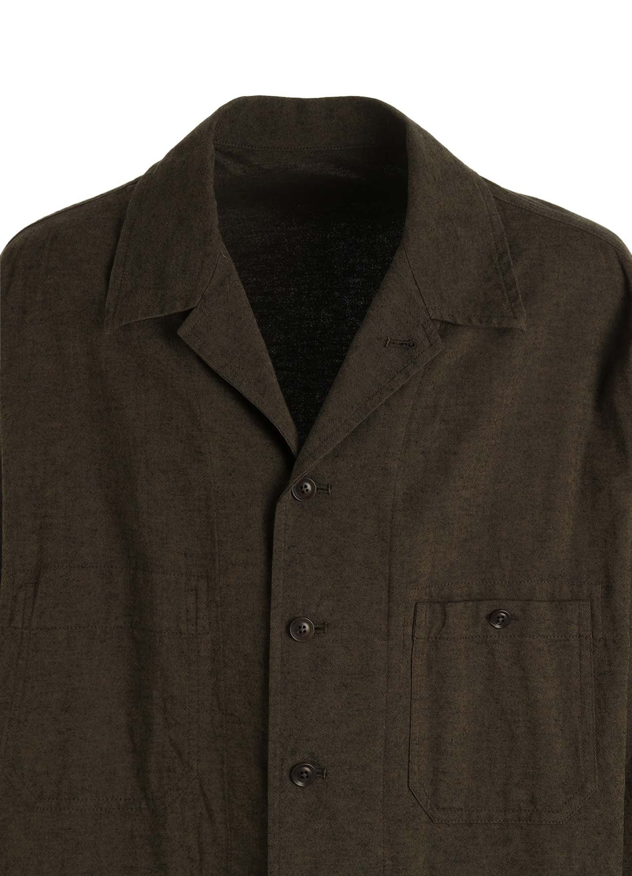 COTTON/LINEN CANVAS SOFRON OVERSIZED LONG SHIRT BLOUSON WITH WORK DETAIL