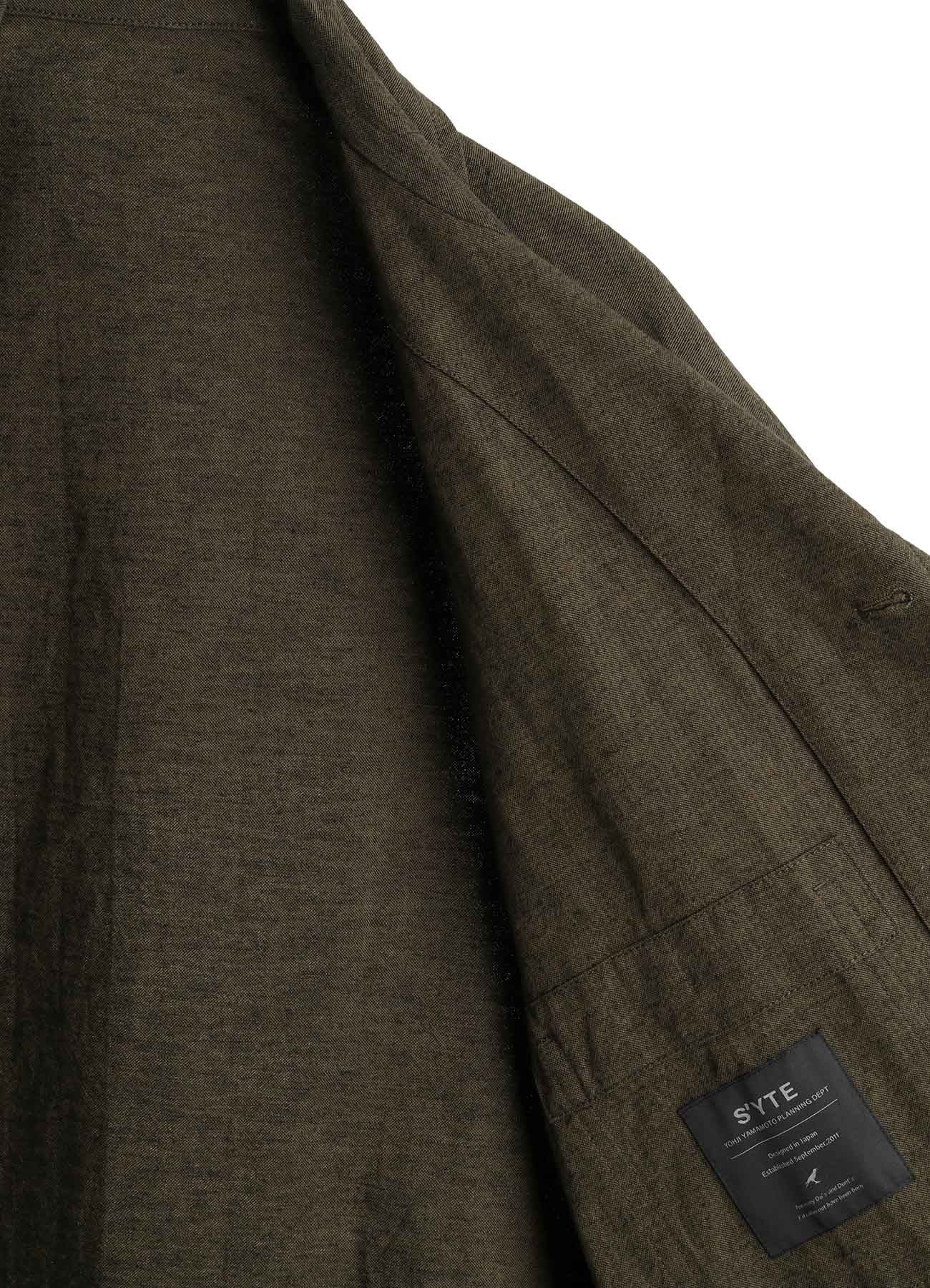 COTTON/LINEN CANVAS SOFRON OVERSIZED LONG SHIRT BLOUSON WITH WORK DETAIL