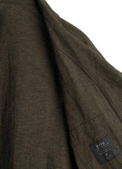 COTTON/LINEN CANVAS SOFRON OVERSIZED LONG SHIRT BLOUSON WITH WORK DETAIL