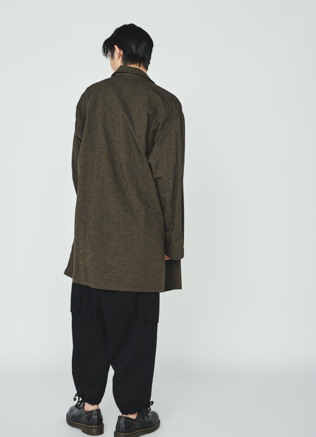 COTTON/LINEN CANVAS SOFRON OVERSIZED LONG SHIRT BLOUSON WITH WORK DETAIL
