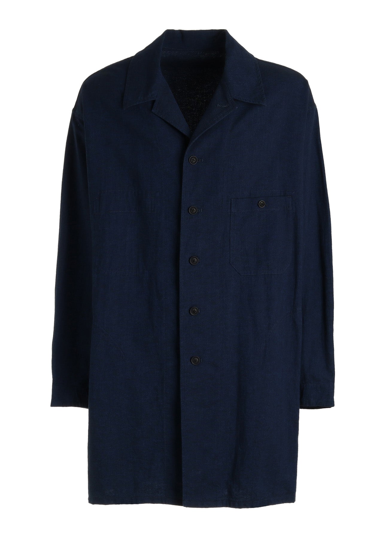 COTTON/LINEN CANVAS SOFRON OVERSIZED LONG SHIRT BLOUSON WITH WORK DETAIL