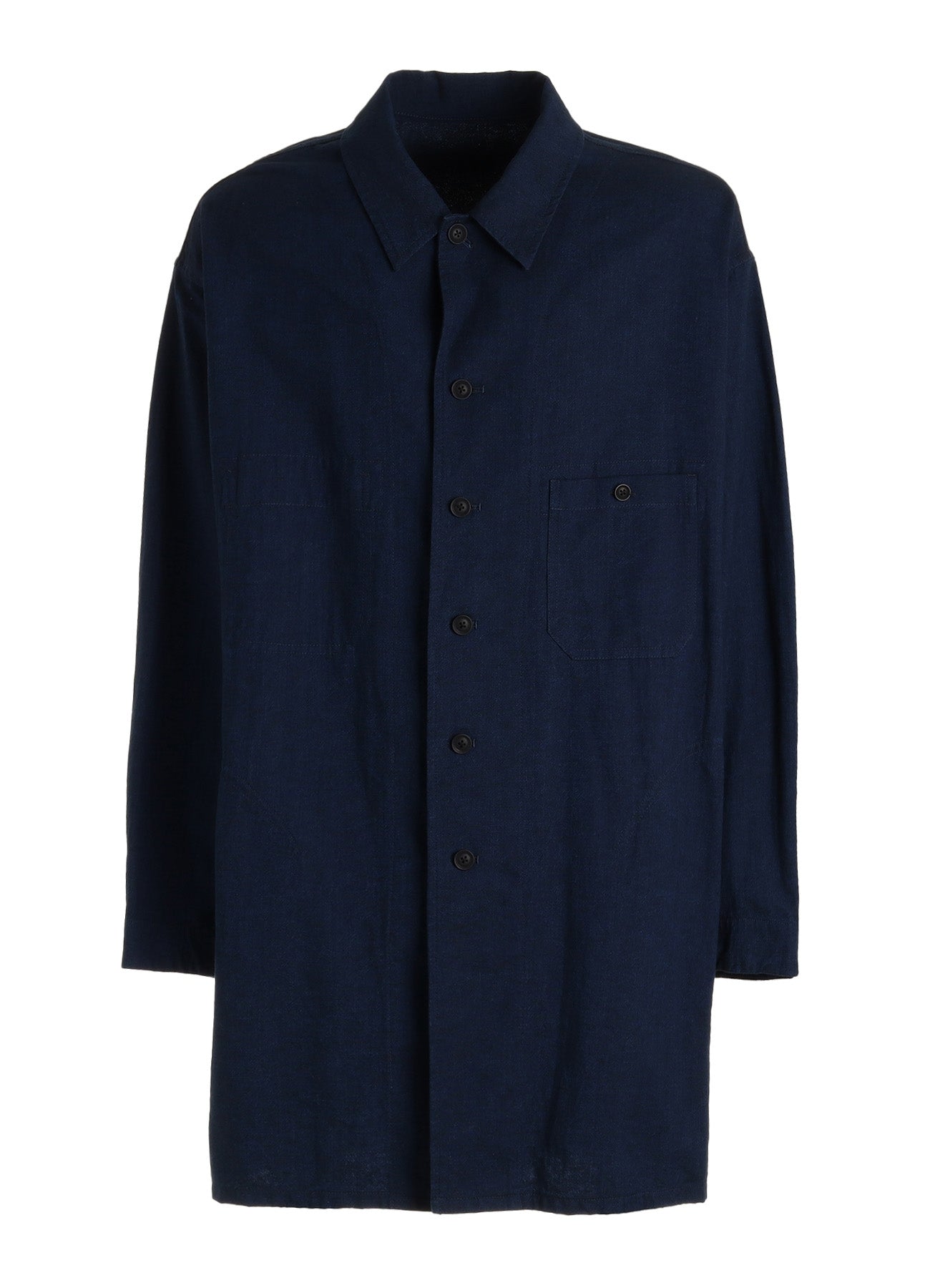 COTTON/LINEN CANVAS SOFRON OVERSIZED LONG SHIRT BLOUSON WITH WORK DETAIL