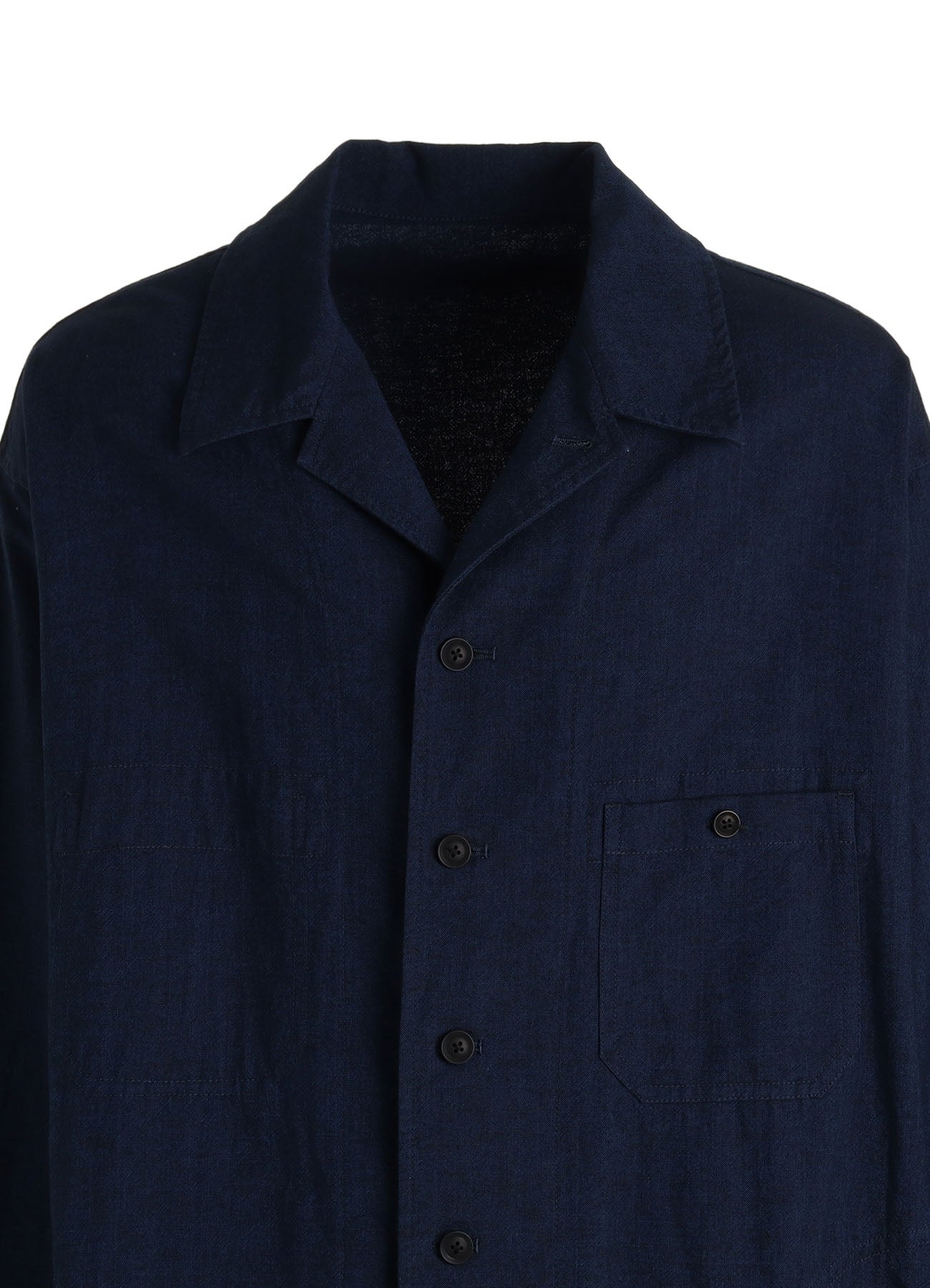 COTTON/LINEN CANVAS SOFRON OVERSIZED LONG SHIRT BLOUSON WITH WORK DETAIL