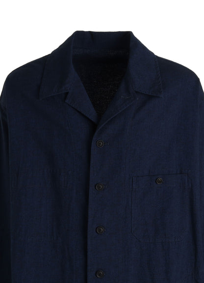 COTTON/LINEN CANVAS SOFRON OVERSIZED LONG SHIRT BLOUSON WITH WORK DETAIL