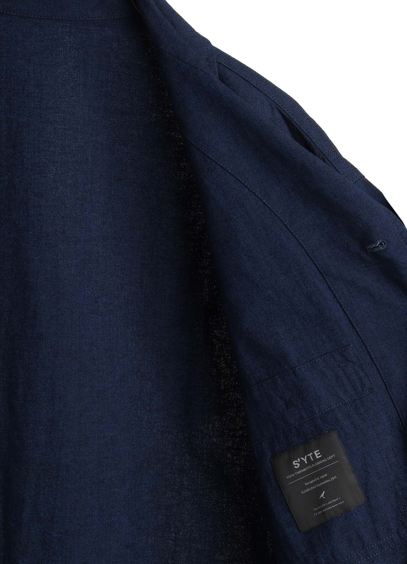 COTTON/LINEN CANVAS SOFRON OVERSIZED LONG SHIRT BLOUSON WITH WORK DETAIL