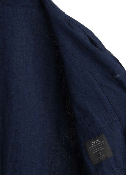 COTTON/LINEN CANVAS SOFRON OVERSIZED LONG SHIRT BLOUSON WITH WORK DETAIL