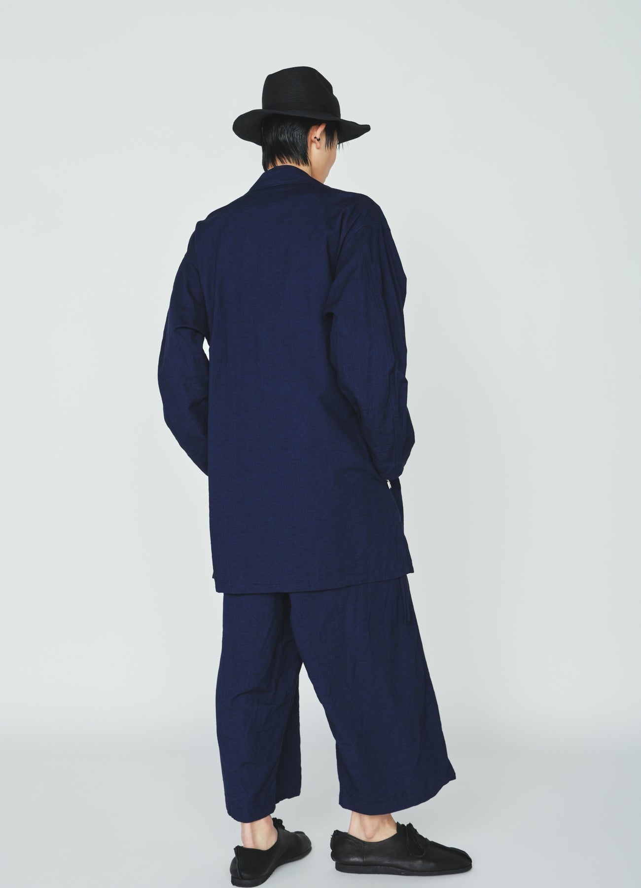 COTTON/LINEN CANVAS SOFRON OVERSIZED LONG SHIRT BLOUSON WITH WORK DETAIL