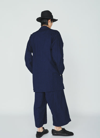 COTTON/LINEN CANVAS SOFRON OVERSIZED LONG SHIRT BLOUSON WITH WORK DETAIL