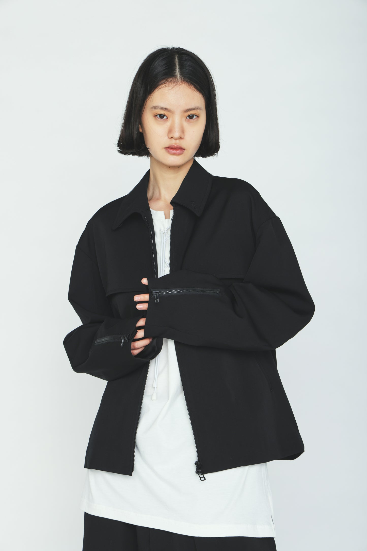 WASHER WOOL GABARDINE ZIP-UP BLOUSON
