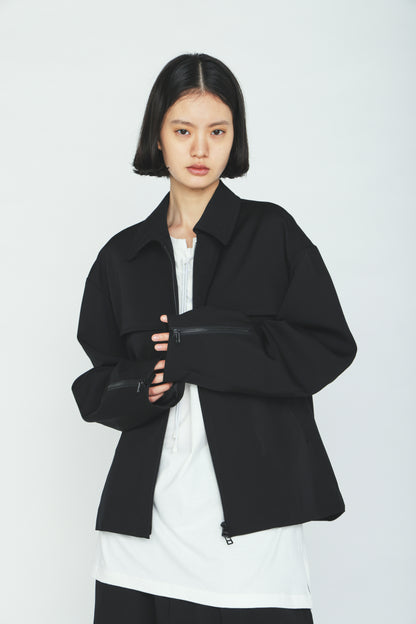 WASHER WOOL GABARDINE ZIP-UP BLOUSON